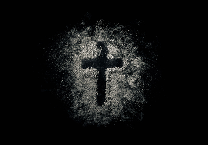 ashes with cross
